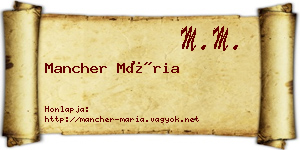 Mancher Mária névjegykártya
